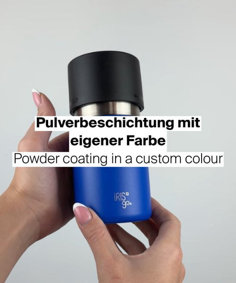 IRISgo® cup mit individueller Pulverbeschichtung in Firmenfarbe