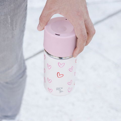 IRISgo® Thermobecher mit Herz-Design und Rush Lid 2 für unterwegs